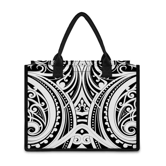 Maori Tribal Tattoo Pattern Print Canvas Tote Bag