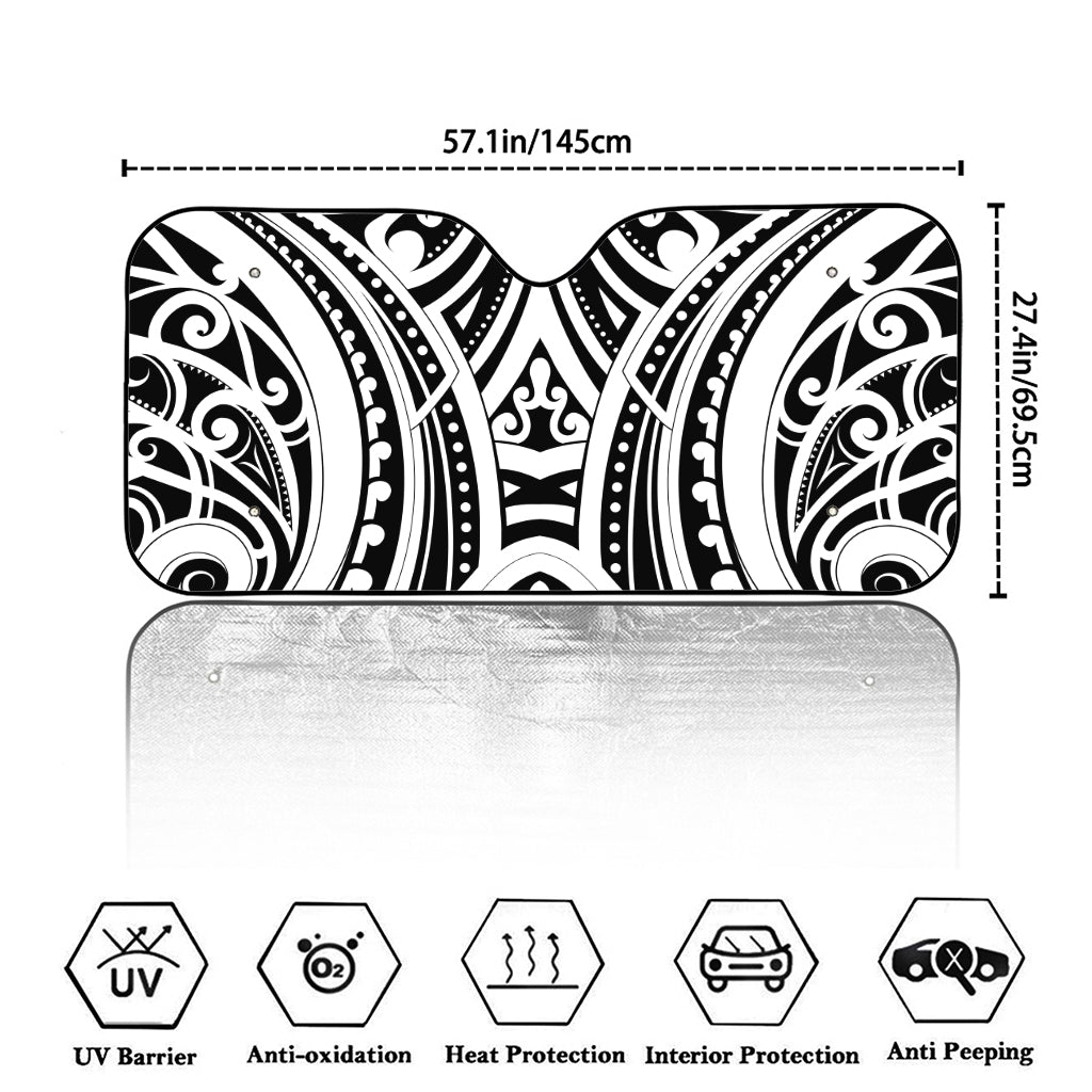 Maori Tribal Tattoo Pattern Print Car Windshield Sun Shade