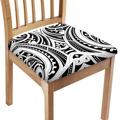 Maori Tribal Tattoo Pattern Print Chair Cushion Cover