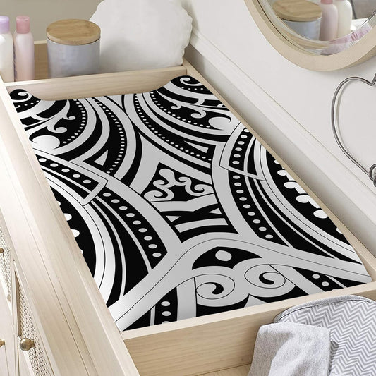 Maori Tribal Tattoo Pattern Print Changing Pad Cover