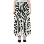 Maori Tribal Tattoo Pattern Print Chiffon Maxi Skirt