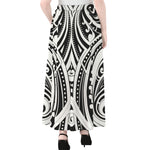 Maori Tribal Tattoo Pattern Print Chiffon Maxi Skirt
