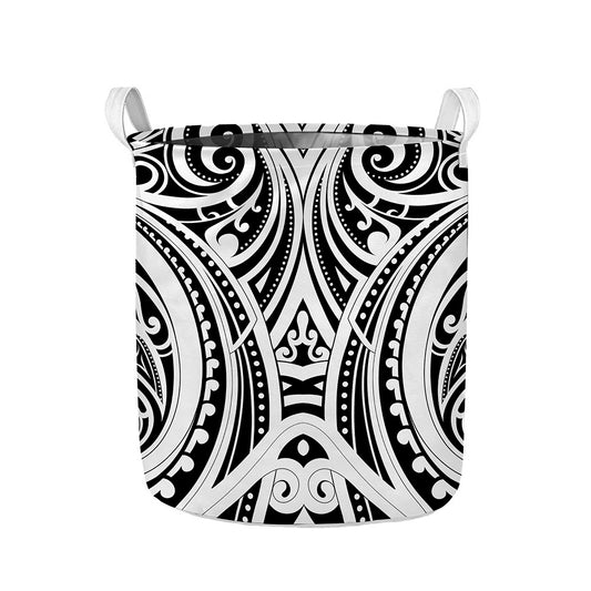 Maori Tribal Tattoo Pattern Print Collapsible Laundry Basket