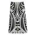 Maori Tribal Tattoo Pattern Print Cotton Front Slit Maxi Skirt