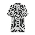 Maori Tribal Tattoo Pattern Print Cotton Hawaiian Shirt