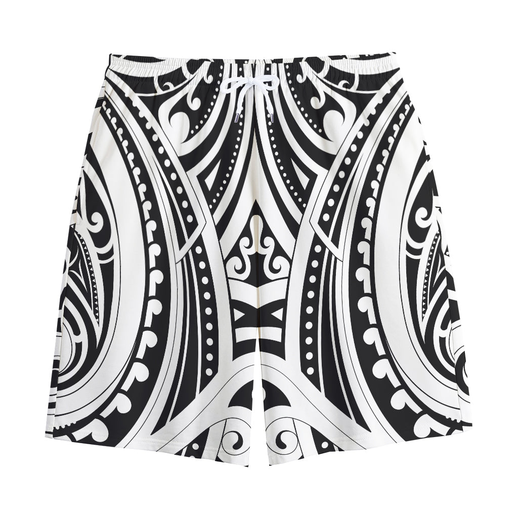 Maori Tribal Tattoo Pattern Print Cotton Shorts