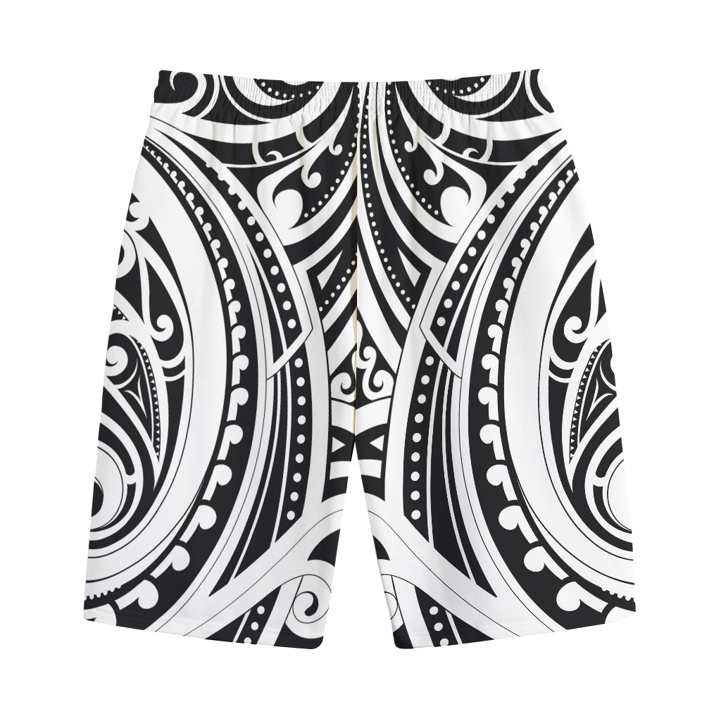 Maori Tribal Tattoo Pattern Print Cotton Shorts