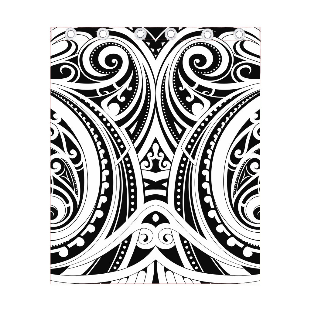 Maori Tribal Tattoo Pattern Print Curtain