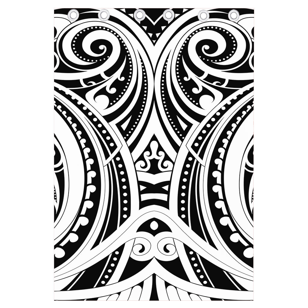 Maori Tribal Tattoo Pattern Print Curtain