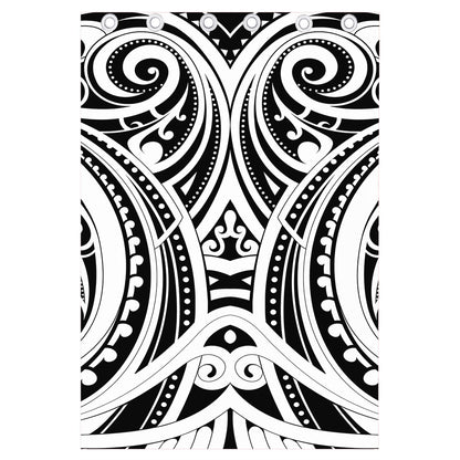 Maori Tribal Tattoo Pattern Print Curtain