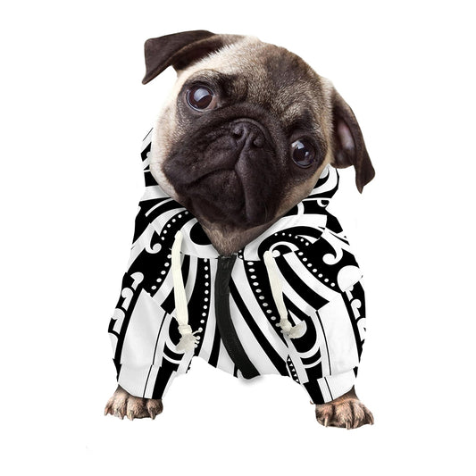 Maori Tribal Tattoo Pattern Print Dog Zip Up Hoodie