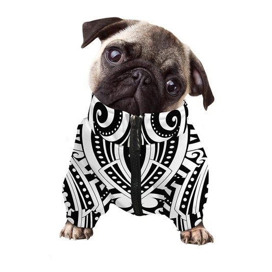 Maori Tribal Tattoo Pattern Print Dog Zip Up Jacket