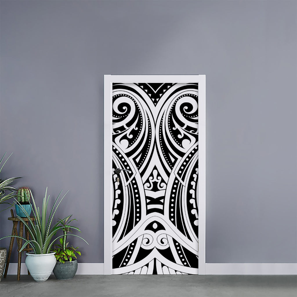 Maori Tribal Tattoo Pattern Print Door Sticker