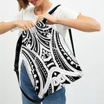 Maori Tribal Tattoo Pattern Print Drawstring Backpack