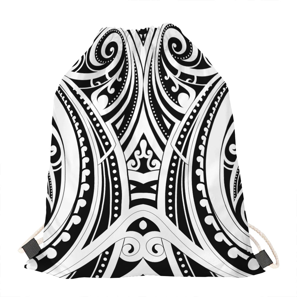 Maori Tribal Tattoo Pattern Print Drawstring Bag