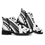 Maori Tribal Tattoo Pattern Print Flat Ankle Boots