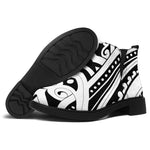 Maori Tribal Tattoo Pattern Print Flat Ankle Boots