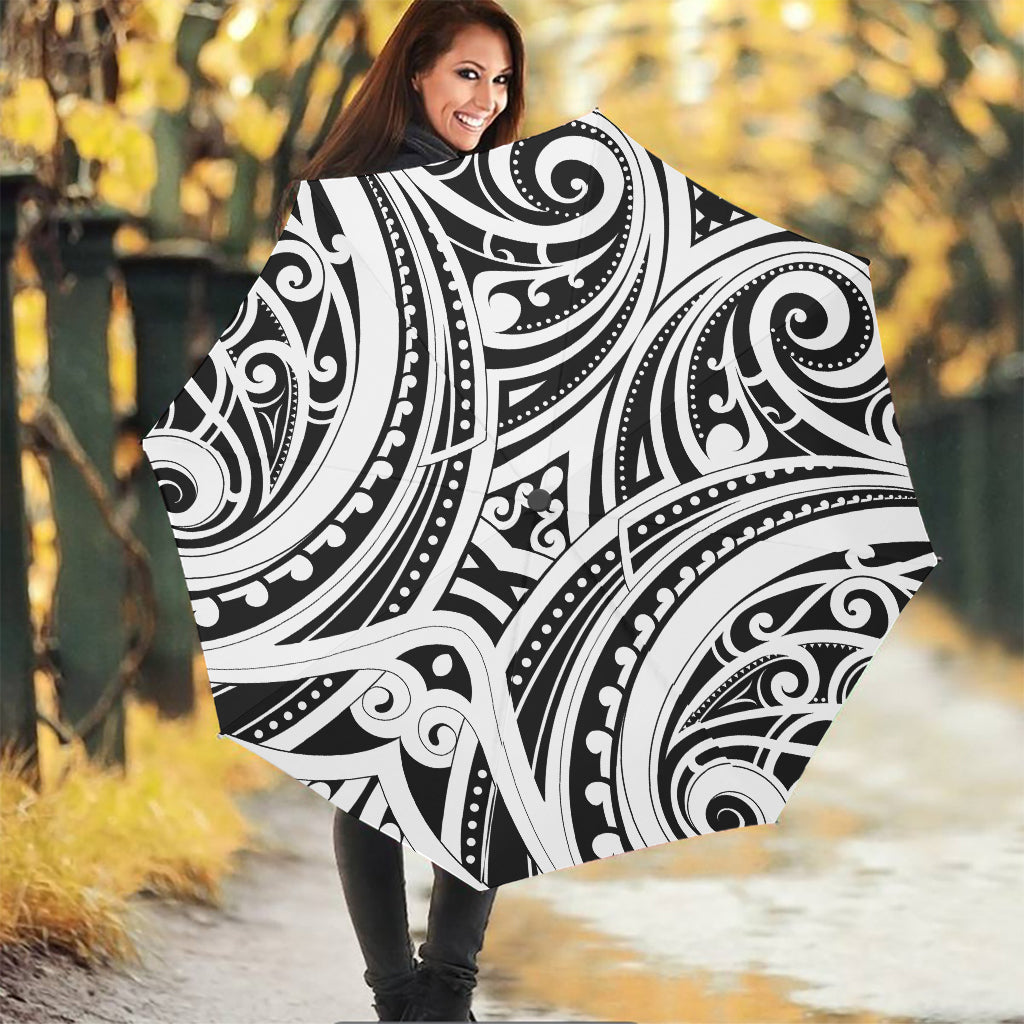 Maori Tribal Tattoo Pattern Print Foldable Umbrella