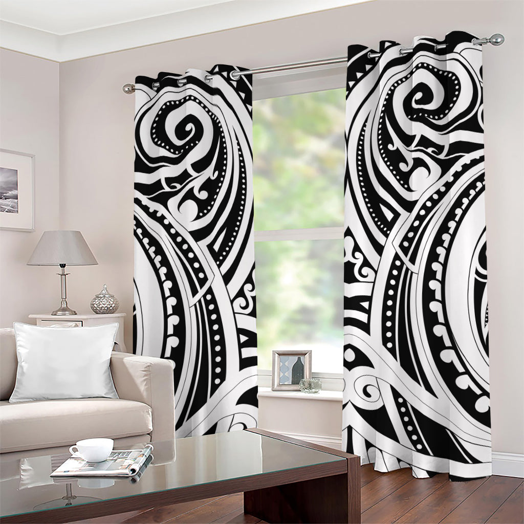 Maori Tribal Tattoo Pattern Print Grommet Curtains