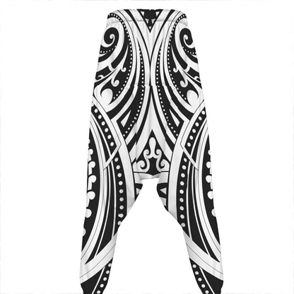 Maori Tribal Tattoo Pattern Print Hammer Pants