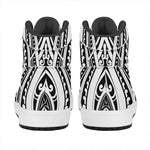 Maori Tribal Tattoo Pattern Print High Top Leather Sneakers