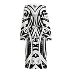 Maori Tribal Tattoo Pattern Print Hooded Bathrobe