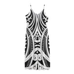 Maori Tribal Tattoo Pattern Print Jersey Midi Cami Dress