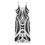 Maori Tribal Tattoo Pattern Print Jersey Midi Cami Dress