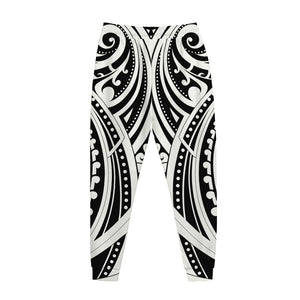 Maori Tribal Tattoo Pattern Print Jogger Pants