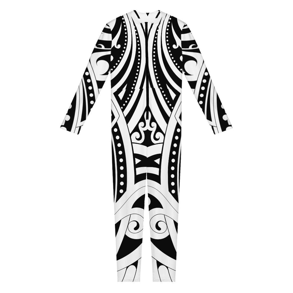 Maori Tribal Tattoo Pattern Print Jumpsuit