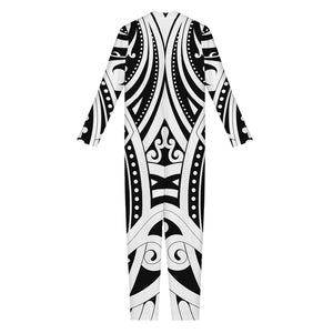 Maori Tribal Tattoo Pattern Print Jumpsuit