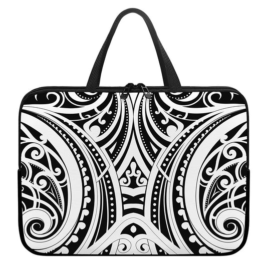 Maori Tribal Tattoo Pattern Print Laptop Sleeve With Handle