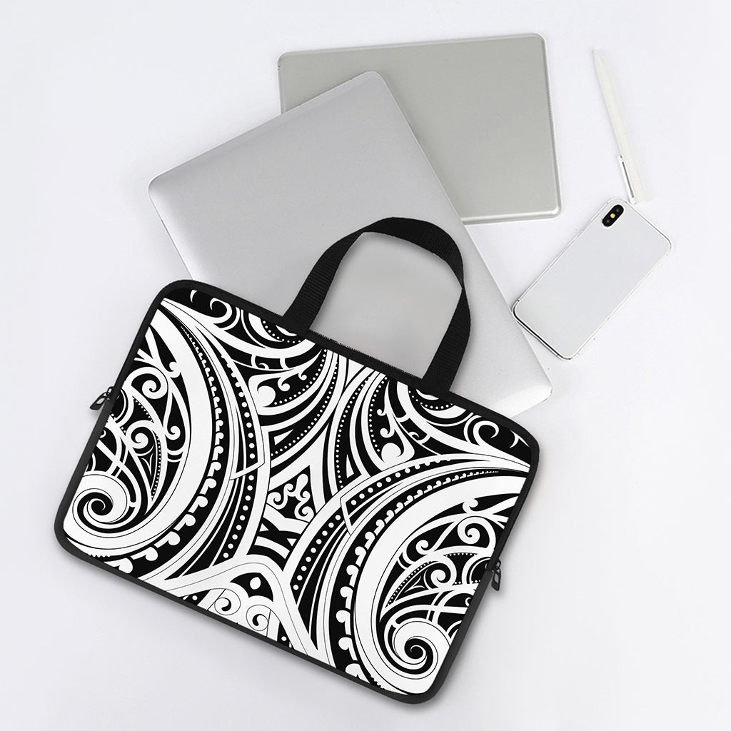 Maori Tribal Tattoo Pattern Print Laptop Sleeve With Handle