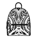 Maori Tribal Tattoo Pattern Print Leather Backpack