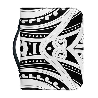 Maori Tribal Tattoo Pattern Print Leather Bible Cover