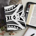 Maori Tribal Tattoo Pattern Print Leather Bible Cover