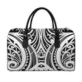 Maori Tribal Tattoo Pattern Print Leather Duffel Bag