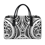 Maori Tribal Tattoo Pattern Print Leather Duffle Bag