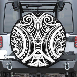 Maori Tribal Tattoo Pattern Print Leather Spare Tire Cover