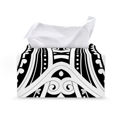Maori Tribal Tattoo Pattern Print Leather Tissue Box Cover