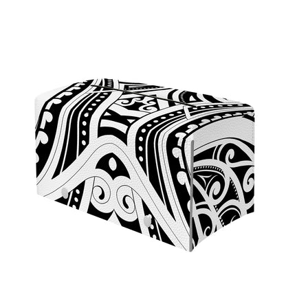 Maori Tribal Tattoo Pattern Print Leather Tissue Box Cover