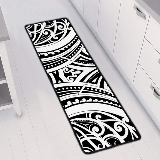 Maori Tribal Tattoo Pattern Print Long Kitchen Mat