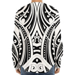 Maori Tribal Tattoo Pattern Print Long Sleeve Baseball Jersey