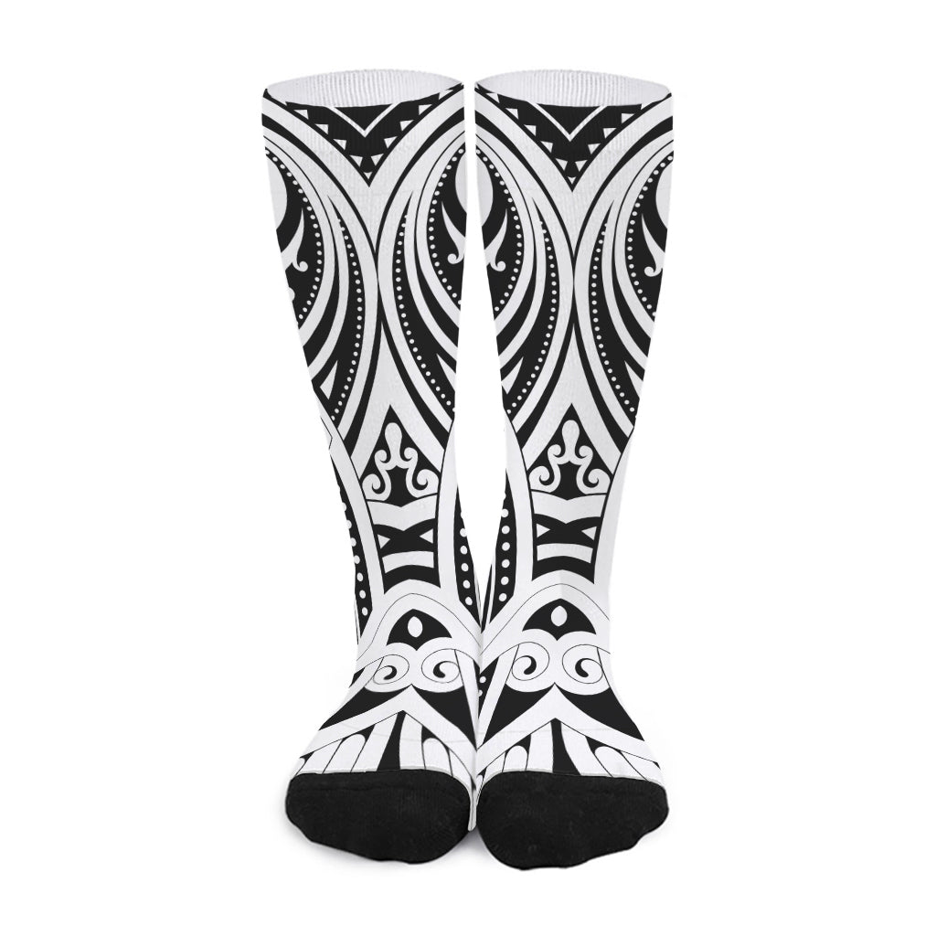 Maori Tribal Tattoo Pattern Print Long Socks