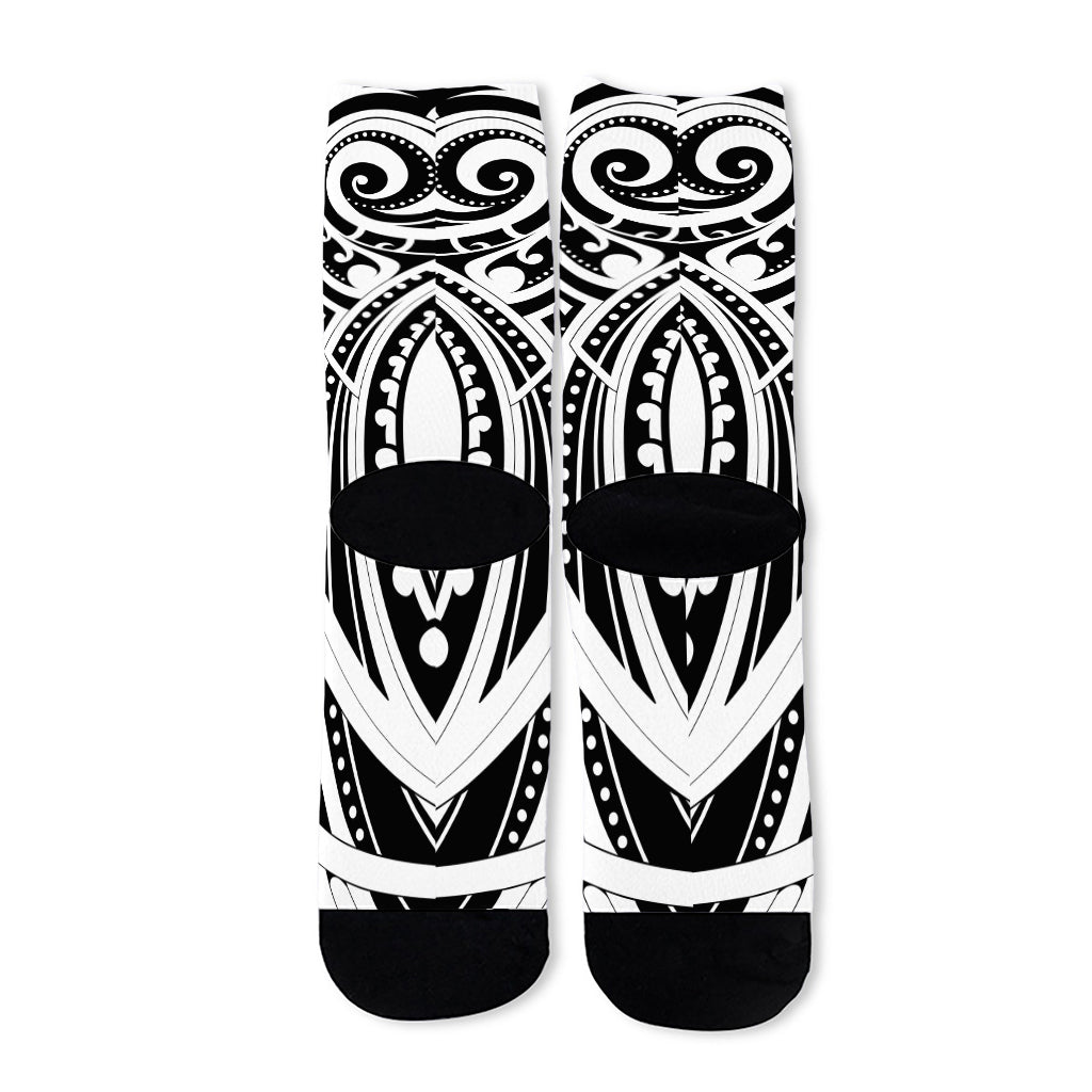 Maori Tribal Tattoo Pattern Print Long Socks