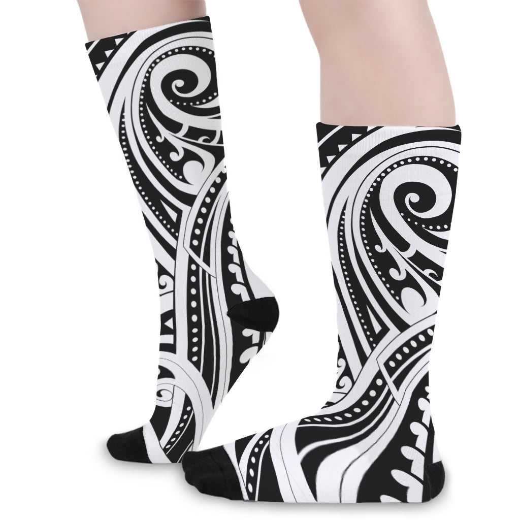 Maori Tribal Tattoo Pattern Print Long Socks