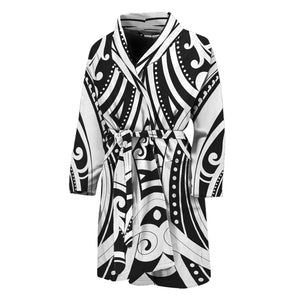 Maori Tribal Tattoo Pattern Print Men's Bathrobe