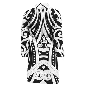 Maori Tribal Tattoo Pattern Print Men's Bathrobe