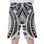 Maori Tribal Tattoo Pattern Print Men's Beach Shorts