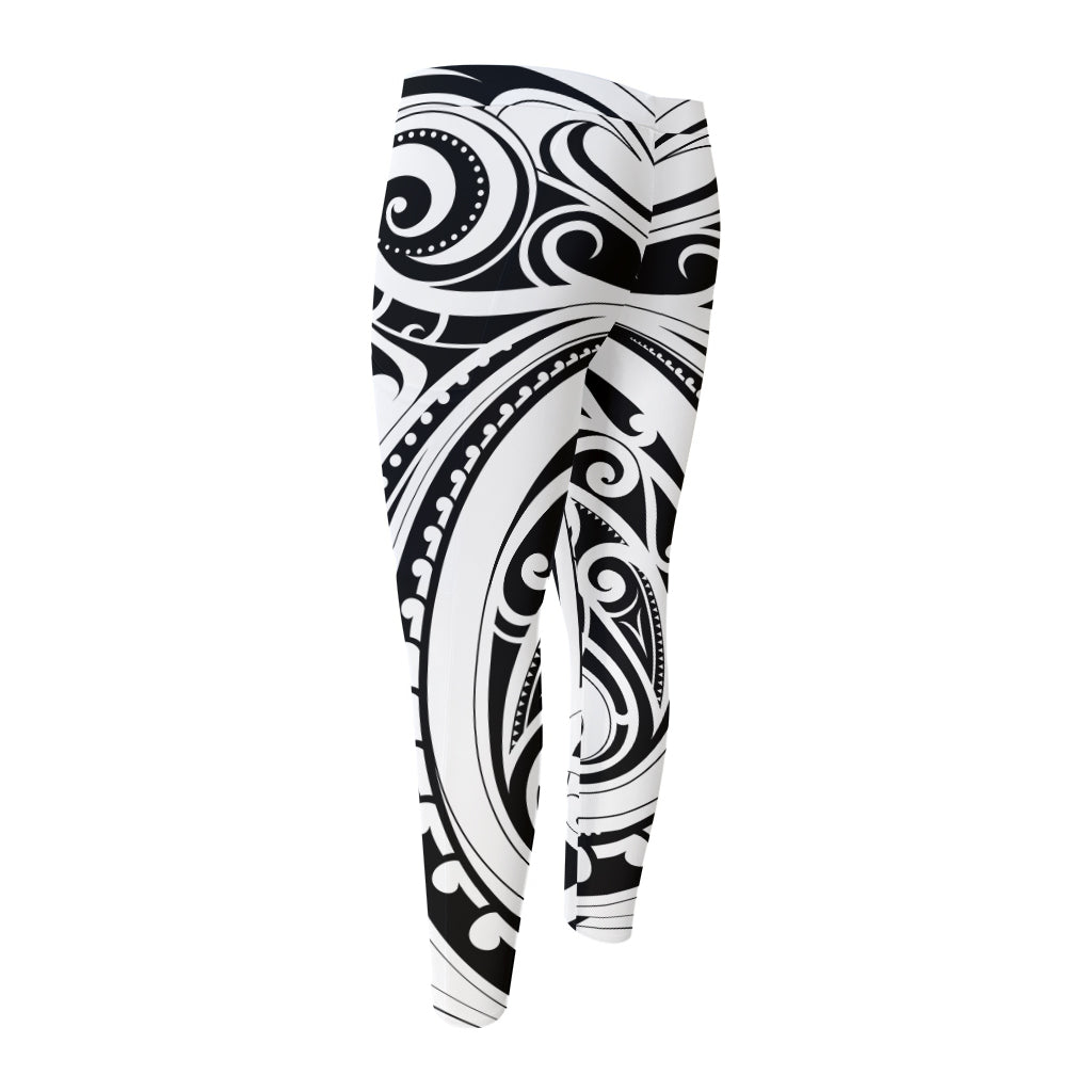 Maori Tribal Tattoo Pattern Print Men's Compression Pants